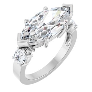 Sterling Silver 16x8 mm Marquise Ring Mounting
