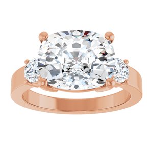 10K Rose Gold 11x9 mm Elongated Cushion Ring Mounting – image 5