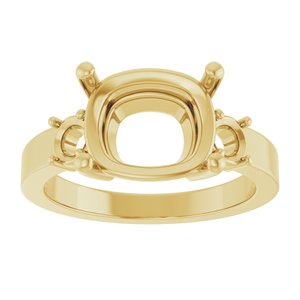 14K Yellow Gold 11x9 mm Elongated Cushion Ring Mounting – image 6