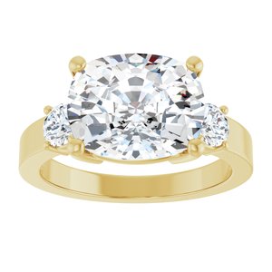18K Yellow Gold 11x9 mm Elongated Cushion Ring Mounting – image 5
