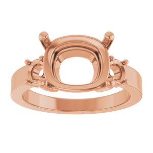 14K Rose Gold 11x9 mm Elongated Cushion Ring Mounting – image 6
