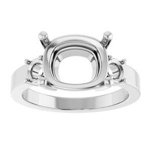 14K White Gold 11x9 mm Elongated Cushion Ring Mounting – image 6