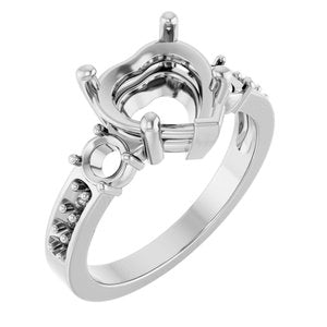 10K White Gold 9x9 mm Heart Ring Mounting – image 2
