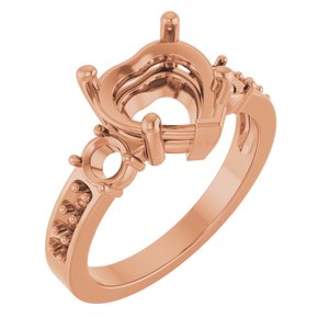 18K Rose Gold 9x9 mm Heart Ring Mounting – image 2
