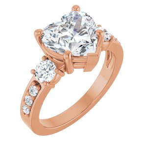 18K Rose Gold 9x9 mm Heart Ring Mounting