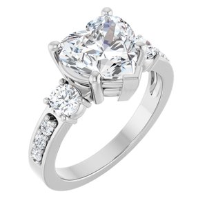 14K X1 White Gold 9x9 mm Heart Ring Mounting