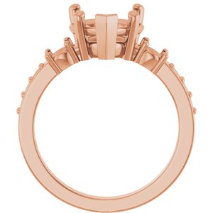 18K Rose Gold 9x9 mm Heart Ring Mounting – image 4