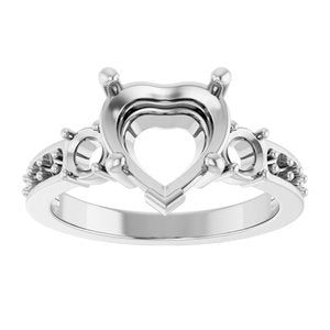 10K White Gold 9x9 mm Heart Ring Mounting – image 6