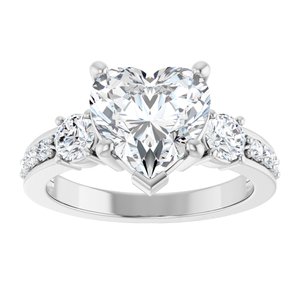 Platinum 9x9 mm Heart Ring Mounting – image 5