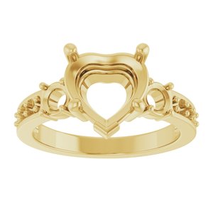 14K Yellow Gold 9x9 mm Heart Ring Mounting – image 6