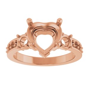 18K Rose Gold 9x9 mm Heart Ring Mounting – image 6