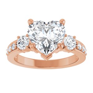18K Rose Gold 9x9 mm Heart Ring Mounting – image 5