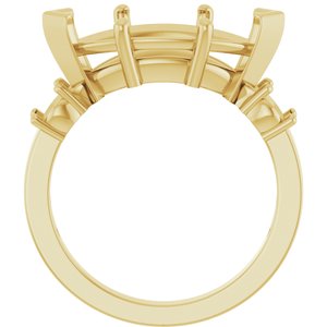 18K Yellow Gold 16x8 mm Marquise Ring Mounting – image 4
