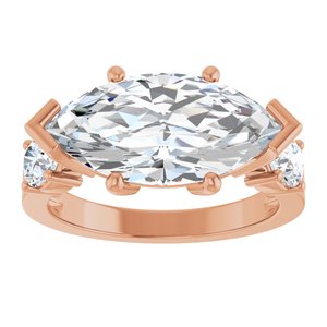 10K Rose Gold 16x8 mm Marquise Ring Mounting – image 5
