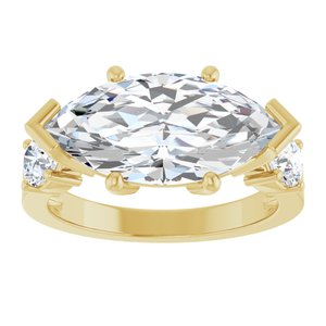 10K Yellow Gold 16x8 mm Marquise Ring Mounting – image 5