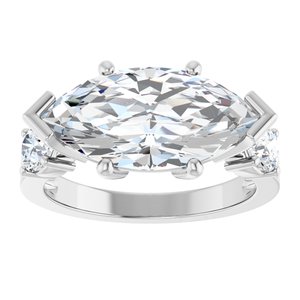 14K White Gold 16x8 mm Marquise Ring Mounting – image 5