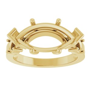 10K Yellow Gold 16x8 mm Marquise Ring Mounting – image 6