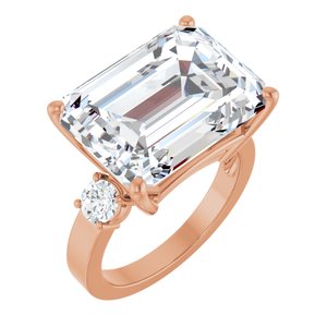 10K Rose Gold 16x12 mm Emerald Ring Mounting