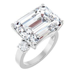 14K X1 White Gold 16x12 mm Emerald Ring Mounting
