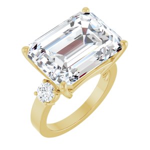 14K Yellow Gold 16x12 mm Emerald Ring Mounting