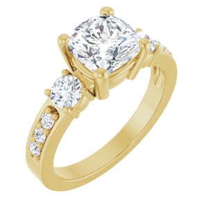 10K Yellow Gold 7x7 mm Cushion Ring Mounting