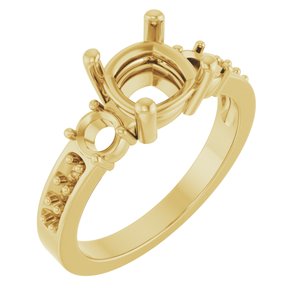 18K Yellow Gold 7x7 mm Cushion Ring Mounting – image 2