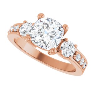 10K Rose Gold 7x7 mm Cushion Ring Mounting – image 8