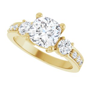 14K Yellow Gold 7x7 mm Cushion Ring Mounting – image 8