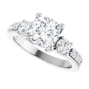 14K X1 White Gold 7x7 mm Cushion Ring Mounting – image 8