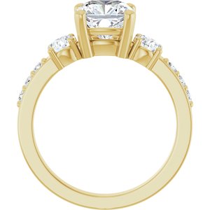 10K Yellow Gold 7x7 mm Cushion Ring Mounting – image 3