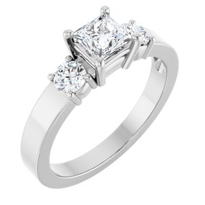 18K White Gold 4.5x4.5 mm Square Ring Mounting
