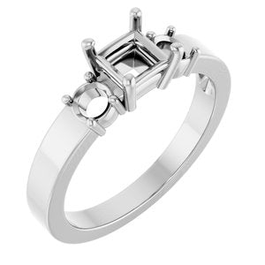14K X1 White Gold 4.5x4.5 mm Square Ring Mounting – image 2