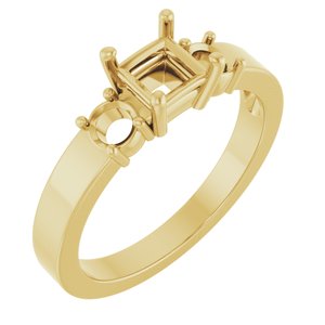 18K Yellow Gold 4.5x4.5 mm Square Ring Mounting – image 2