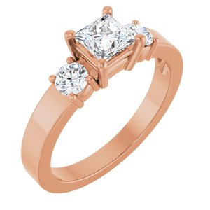 10K Rose Gold 4.5x4.5 mm Square Ring Mounting