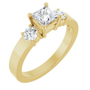 18K Yellow Gold 4.5x4.5 mm Square Ring Mounting