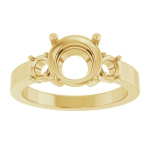 14K Yellow Gold 8.2 mm Round Ring Mounting – image 6