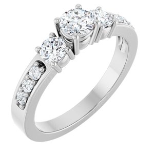 14K White Gold 4.4 mm Round Ring Mounting