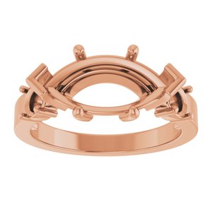 18K Rose Gold 14x7 mm Marquise Ring Mounting – image 6