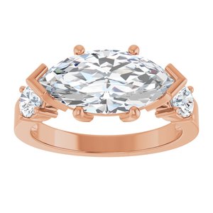 14K Rose Gold 14x7 mm Marquise Ring Mounting – image 5