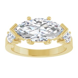14K Yellow Gold 14x7 mm Marquise Ring Mounting – image 5