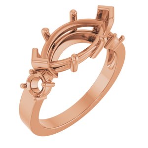 18K Rose Gold 14x7 mm Marquise Ring Mounting – image 2