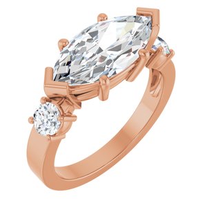 18K Rose Gold 14x7 mm Marquise Ring Mounting