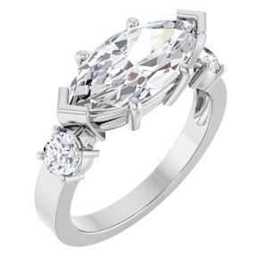 18K White Gold 14x7 mm Marquise Ring Mounting