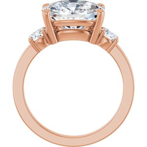 10K Rose Gold 11x9 mm Elongated Cushion Ring Mounting – image 3