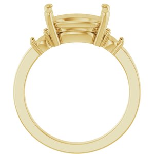18K Yellow Gold 11x9 mm Elongated Cushion Ring Mounting – image 4
