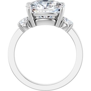 10K White Gold 11x9 mm Elongated Cushion Ring Mounting – image 3