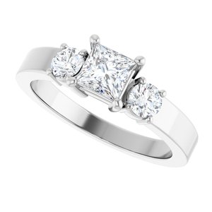 14K White Gold 4.5x4.5 mm Square Ring Mounting – image 8