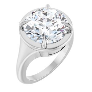 14K White Gold 12 mm Round Ring Mounting