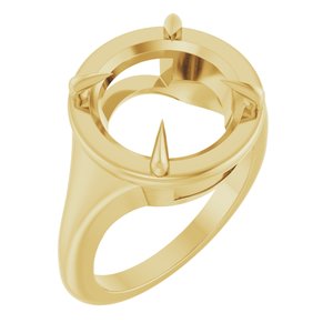 10K Yellow Gold 12 mm Round Ring Mounting – image 2