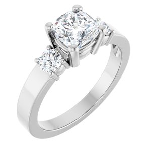 Platinum 6x6 mm Cushion Ring Mounting